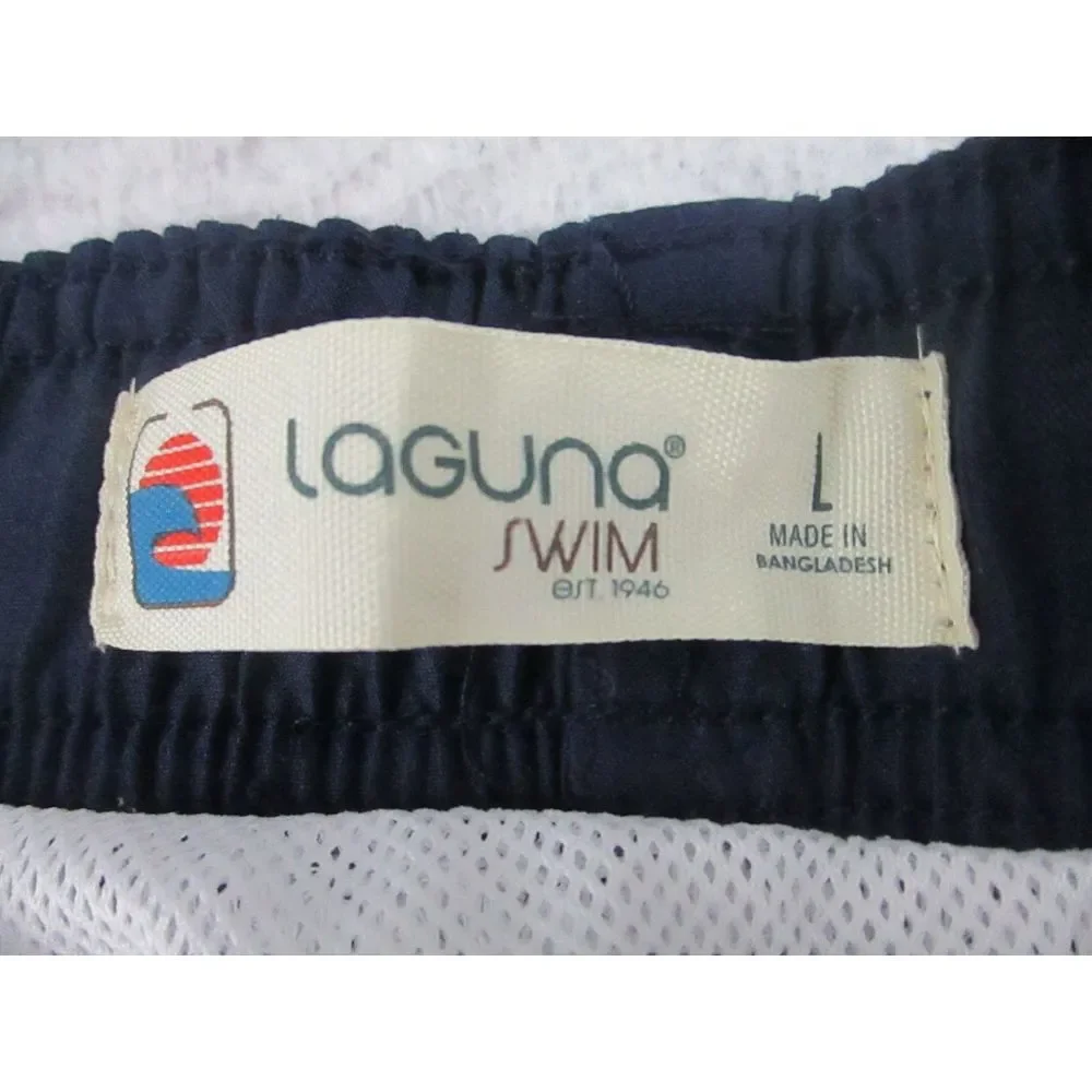 Laguna Swim Trunks Mens Large Blue Hibiscus‎ Floral All Over Print Beach Shorts